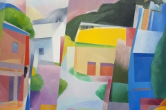 Paisaje, óleo, Arquitectura, Montaña de león, Arte contemporáneo
