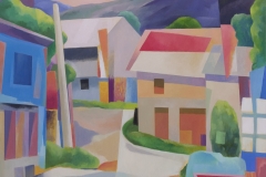 Paisaje, óleo, Arquitectura, Montaña de león, Arte contemporáneo