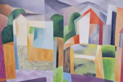 Paisaje, óleo, Arquitectura, Montaña de león, Arte contemporáneo
