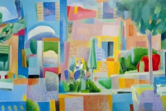 Paisaje, óleo, Arquitectura, Montaña de león, Arte contemporáneo